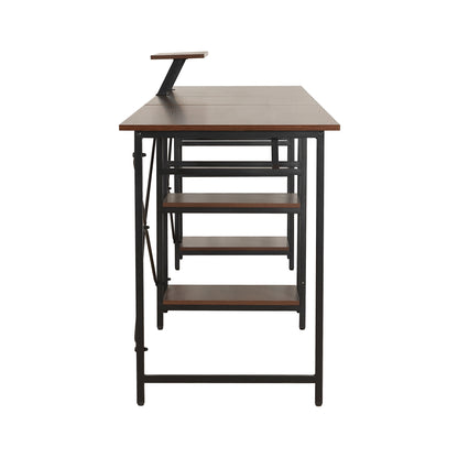 L-Shape Industrial Desk, Walnut