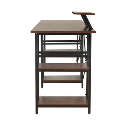 L-Shape Industrial Desk, Walnut