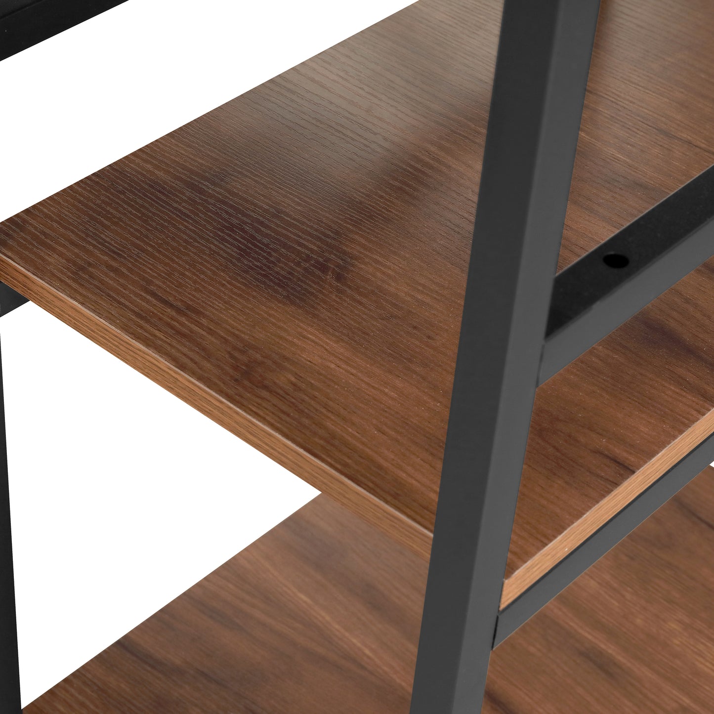 L-Shape Industrial Desk, Walnut