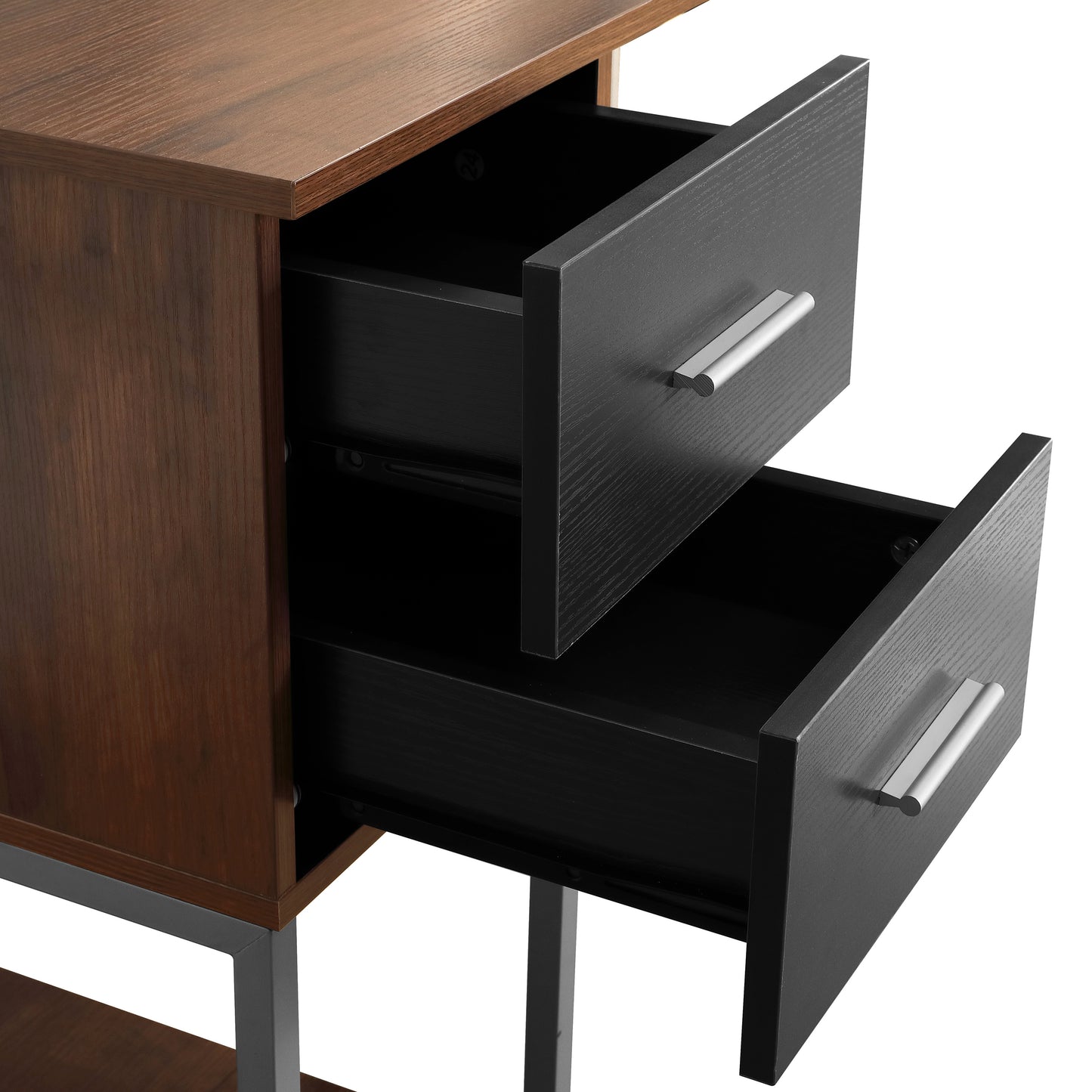 L-Shape Desk with Hutch and Storage, Walnut