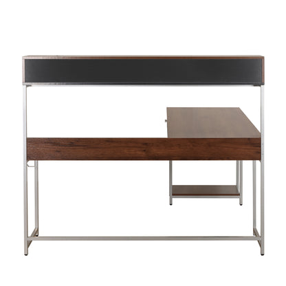 L-Shape Desk with Hutch and Storage, Walnut