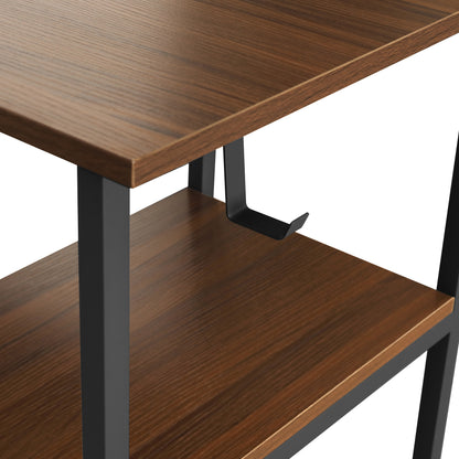 L-Shape Home Office Two-Tone Desk with Storage, Walnut