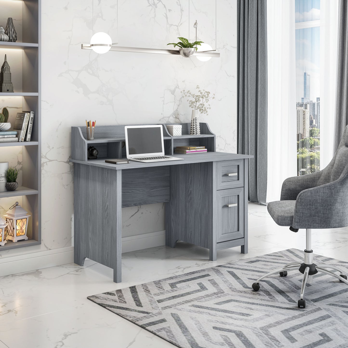 Traditional Gray Office Desk