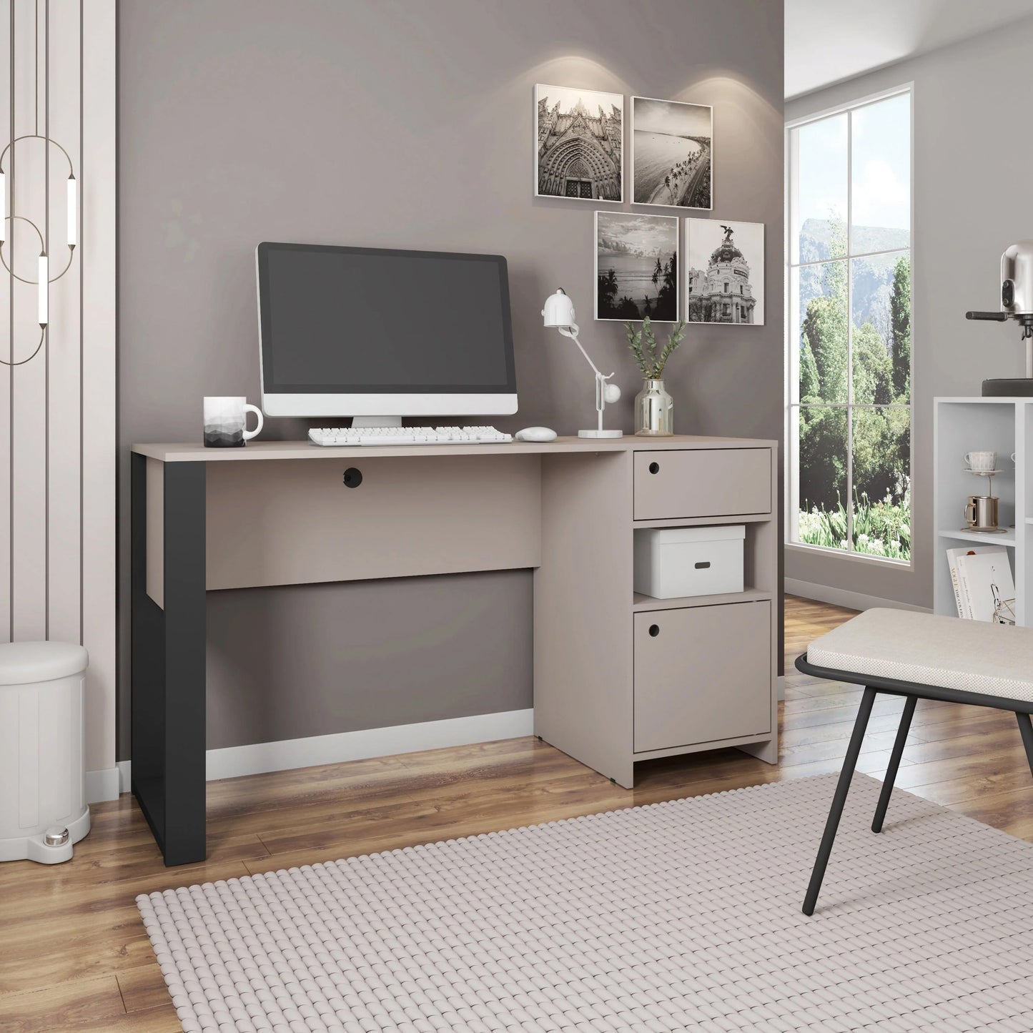Gray Industrial Writing Desk