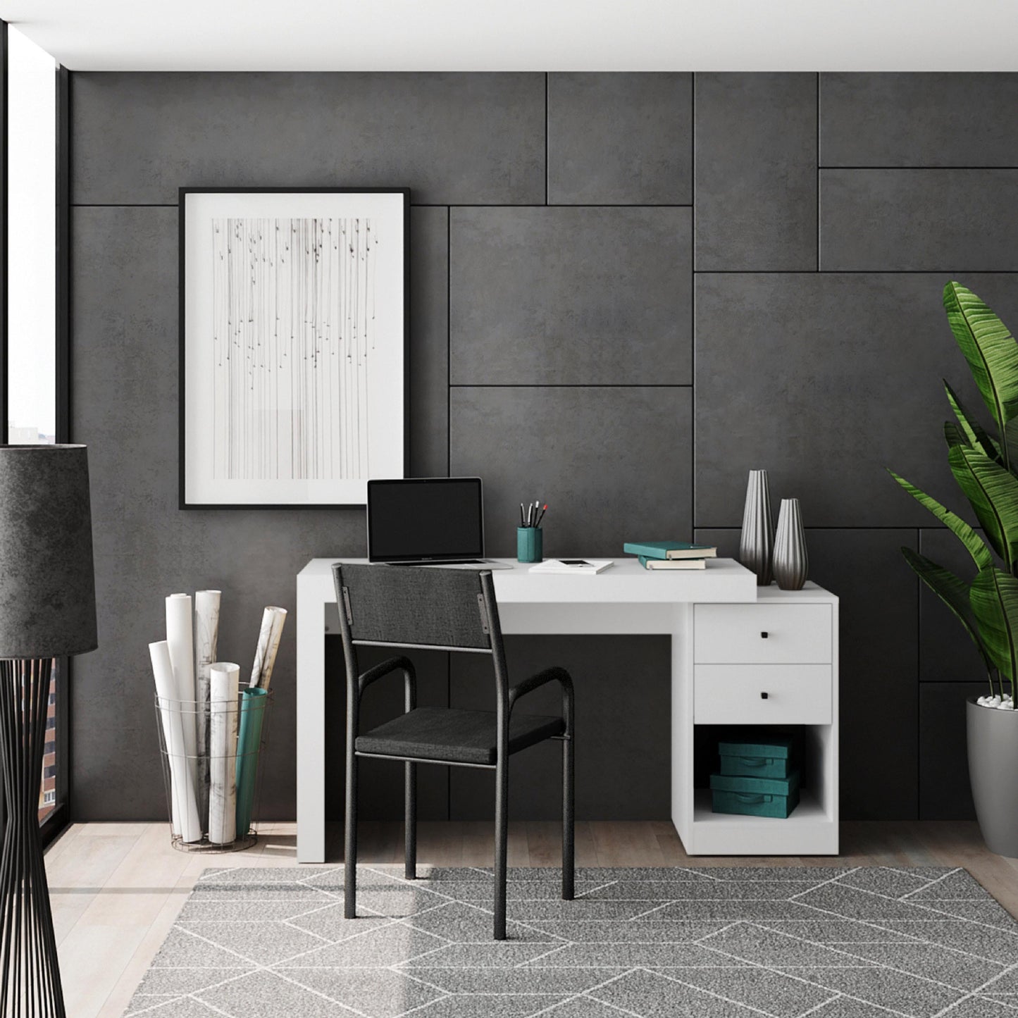 White Expandable Office Desk