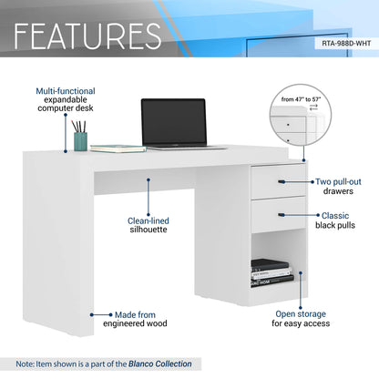 White Expandable Office Desk