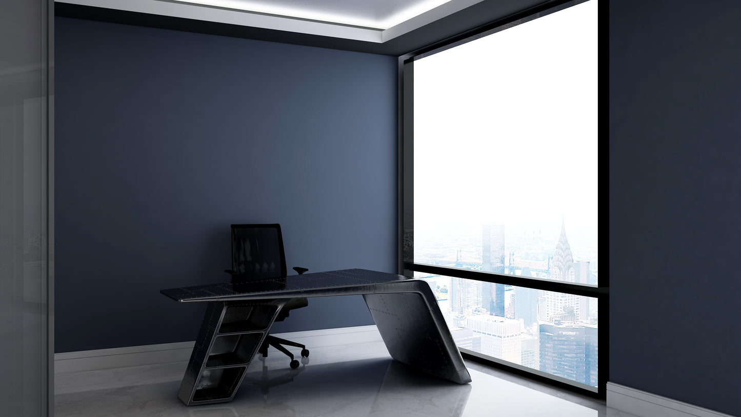 Black Glass Executive Desk