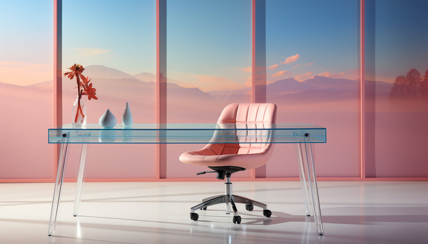 "Pink" Glass Executive Desk