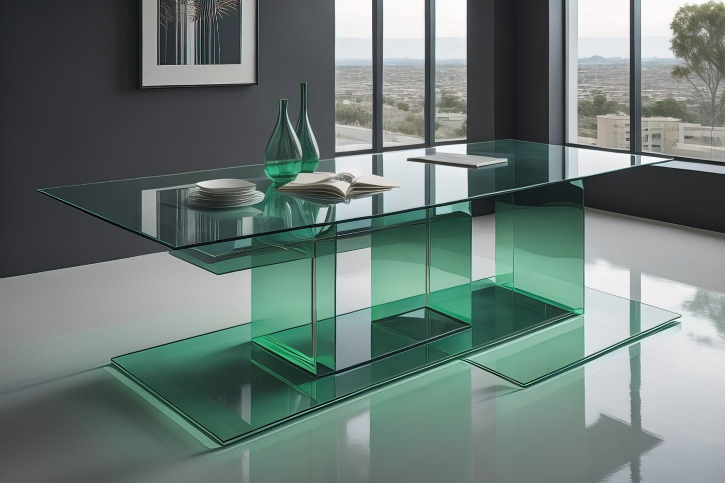 Green Glass Executive Desk